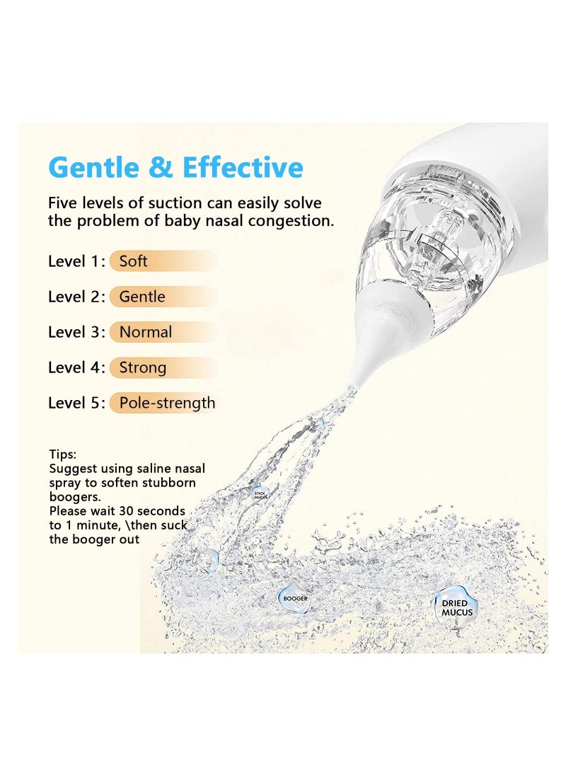 Generic Electric Nasal Aspirator for Baby, Baby Nose for Toddlers - Rechargeable, with 3 Silicone Heads, 5-Gear Adjustable Suction, Booger for Babies with Music and Light Soothing Function  - Image 4