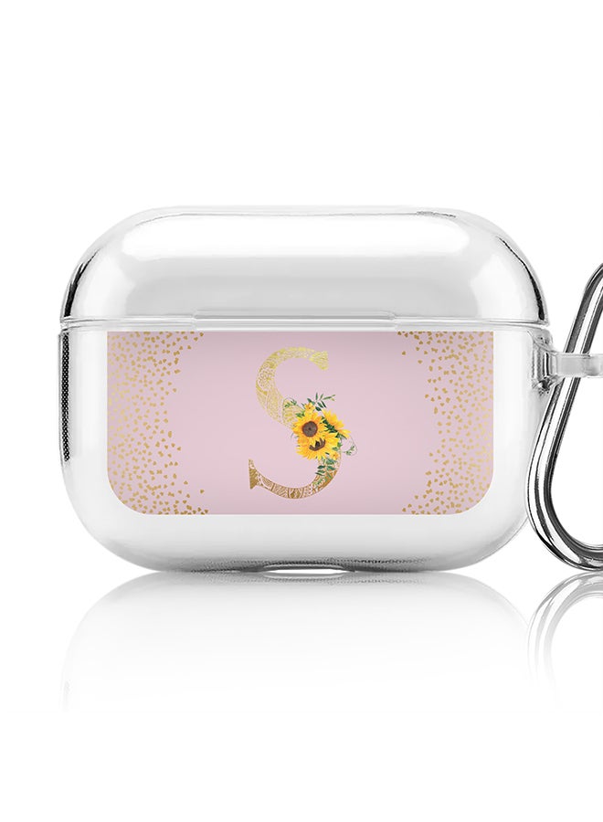Stylizedd Classic Clear printed Case for Apple AirPods Pro 2nd Generation Thin Transparent Cover - Custom Monogram Initial Letter Mandala Floral Pattern Alphabet - S (Pink ) - Image 1