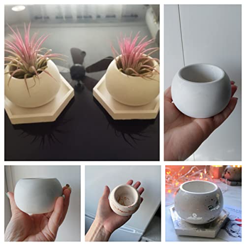TOPYS Candle Jar Silicone Molds Set, Hexagonal Coaster Molds and Coconut Shape Container Moulds, Round Pot Molds for Making Uv Epoxy Plaster Concrete Storage Box Home Decor Planter - Image 5