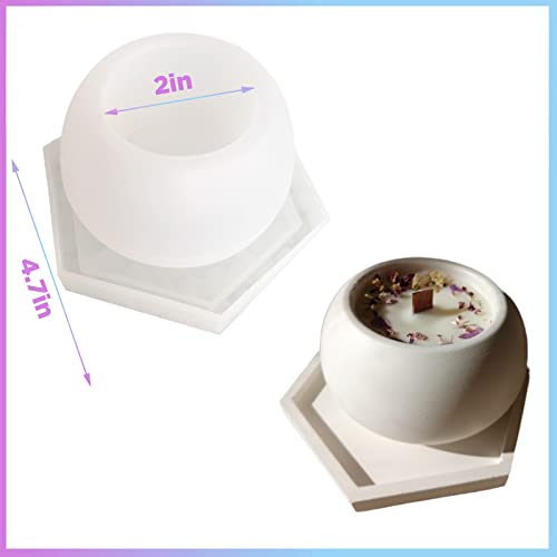 TOPYS Candle Jar Silicone Molds Set, Hexagonal Coaster Molds and Coconut Shape Container Moulds, Round Pot Molds for Making Uv Epoxy Plaster Concrete Storage Box Home Decor Planter - Image 2