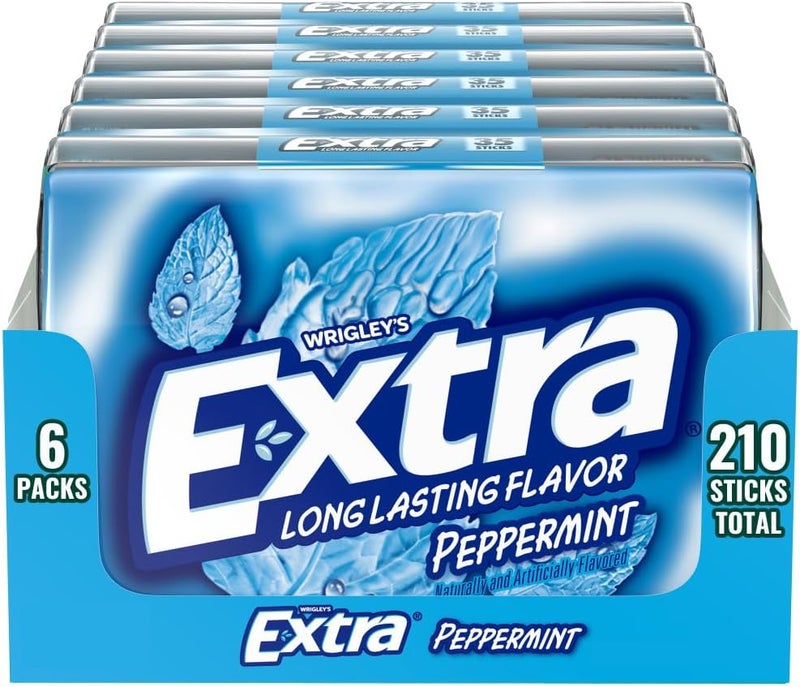 EXTRA Peppermint Sugarfree Chewing Gum Mega Pack - 6 Packs of 35 Sticks Each - Image 1