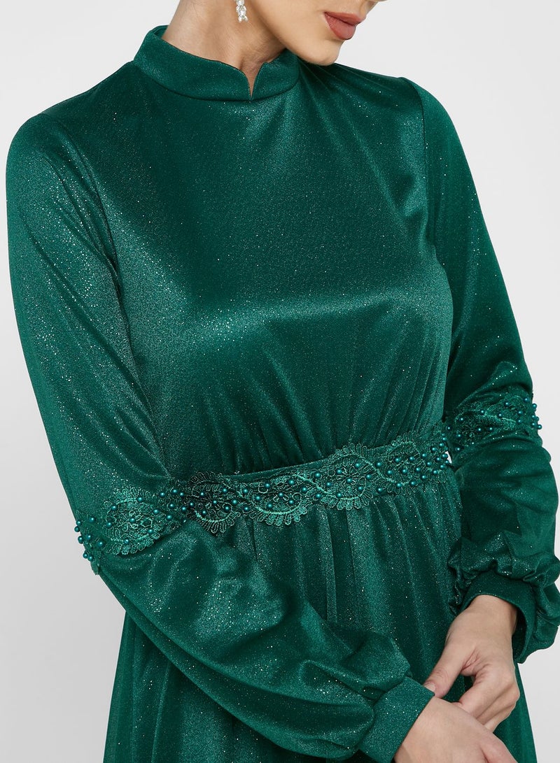 Khizana Puff Sleeve Shimmer Dress - Image 3