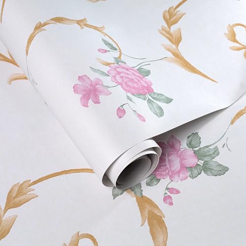 RedChimes Self-Adhesive Wallpaper Waterproof Old Furniture Vinyl Stickers Wooden Door Wardrobe Desktop PVC Wall Papers 45 X 304 CM (Pink Floral) - Image 2