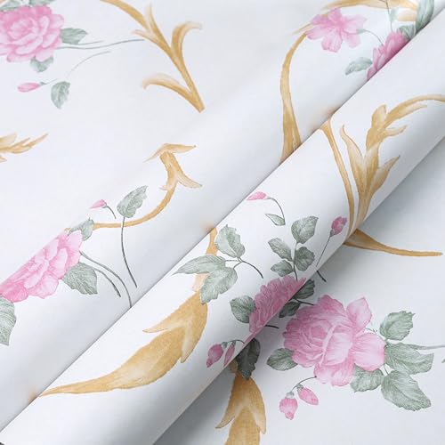 RedChimes Self-Adhesive Wallpaper Waterproof Old Furniture Vinyl Stickers Wooden Door Wardrobe Desktop PVC Wall Papers 45 X 304 CM (Pink Floral) - Image 4