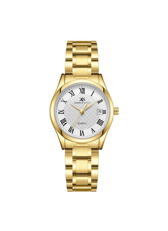 KENNETH SCOTT Women's Analog Display Watch With Gold Stainless Steel Strap - K25504-GBGW  - Image 1