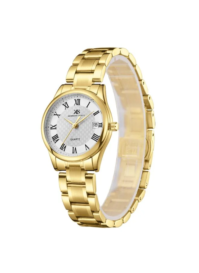 KENNETH SCOTT Women's Analog Display Watch With Gold Stainless Steel Strap - K25504-GBGW