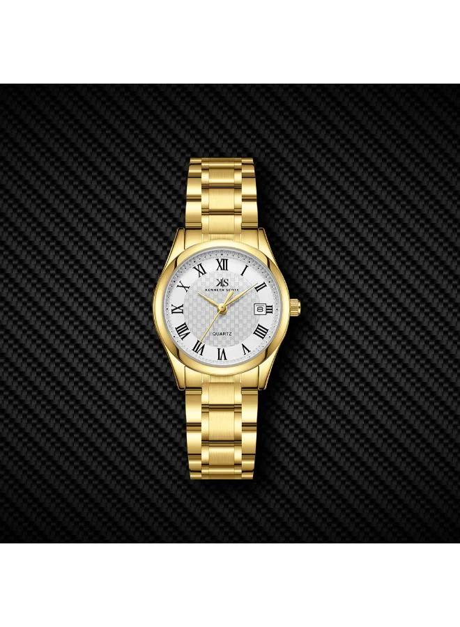 Kenneth Scott White Women's Stainless Steel Analog Watch K25504-GBGW - 28.8x34 mm for Women | Best Price UAE