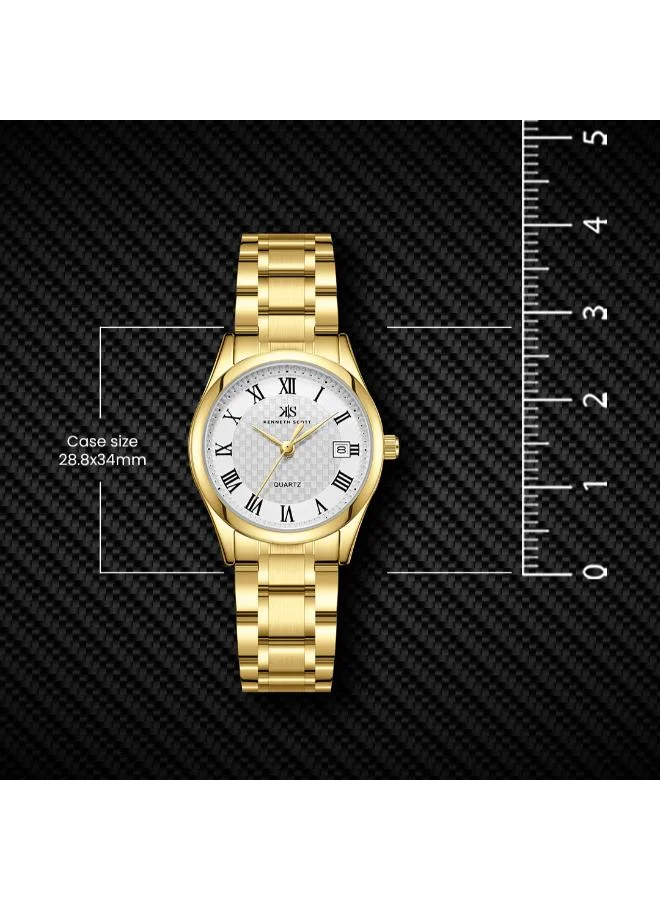 Kenneth Scott White Women's Stainless Steel Analog Watch K25504-GBGW - 28.8x34 mm for Women | Best Price UAE