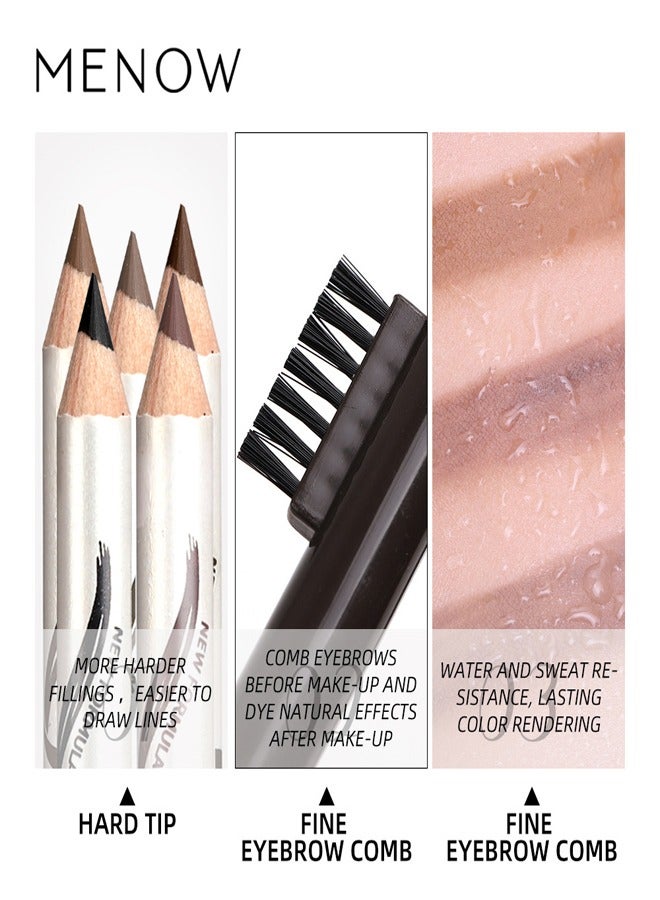 Menow Wooden Eyebrow Pencil With Brush Cap, Nice Color and Quick Drying, With a Full-Pigment, Powder-Like Formula, Help You Fill and Define Brows, Can Easily Create The Look of Natural Brow Hairs (B05) - Image 2
