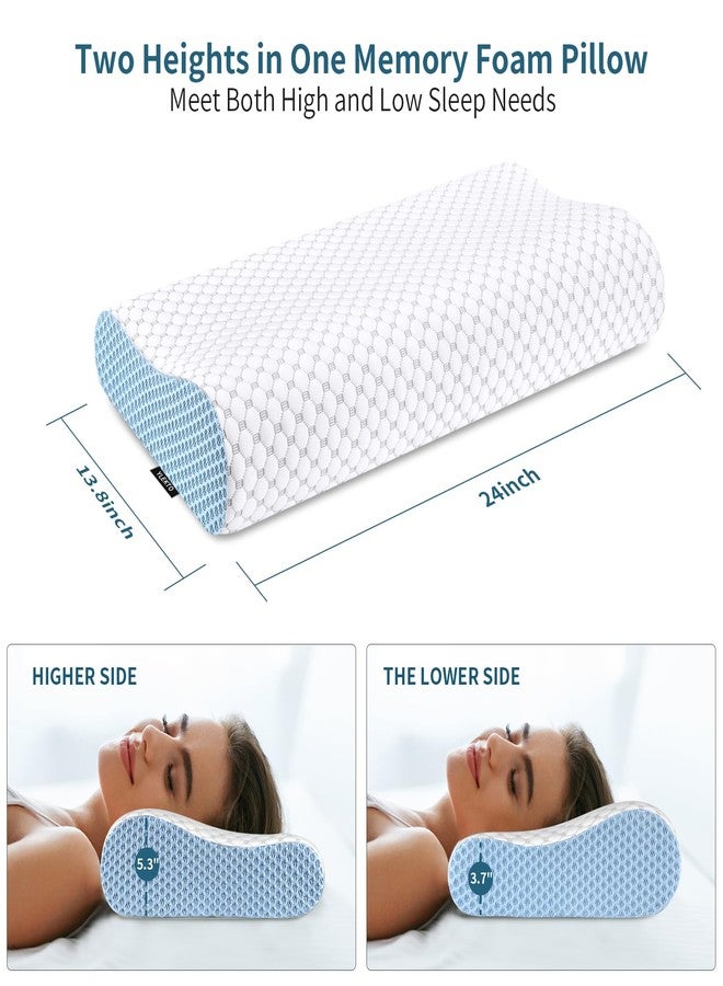 Ylekto Cervical Neck Pillow for Pain Relief - Ergonomic Contour Memory Foam Pillows, Cooling Side Sleeper Pillow for Sleeping, Orthopedic Bed Pillow for Back Stomach Sleepers with Pillowcase - Image 3
