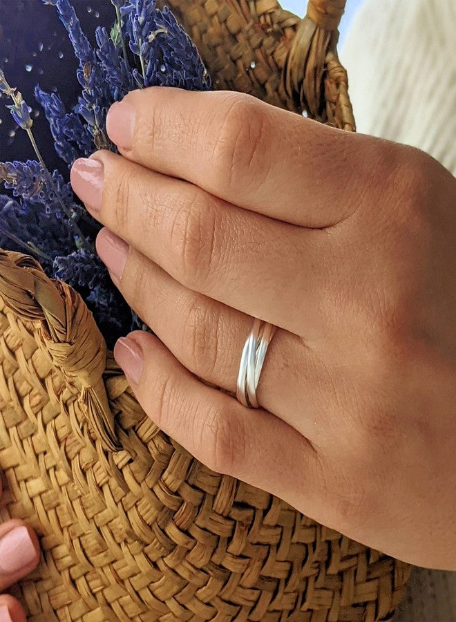 Silverly Russian Style Wedding Rings His and Hers - Interlocking Five Band Ring - Classic Multiband 925 Sterling Silver Rings for Women - Elegand Promise Bands - Gifts for Girlfriend or Boyfriend - Image 4