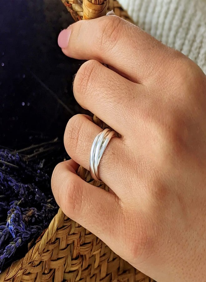 Silverly Russian Style Wedding Rings His and Hers - Interlocking Five Band Ring - Classic Multiband 925 Sterling Silver Rings for Women - Elegand Promise Bands - Gifts for Girlfriend or Boyfriend - Image 3