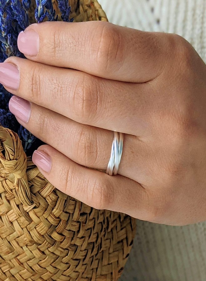 Silverly Russian Style Wedding Rings His and Hers - Interlocking Five Band Ring - Classic Multiband 925 Sterling Silver Rings for Women - Elegand Promise Bands - Gifts for Girlfriend or Boyfriend - Image 5