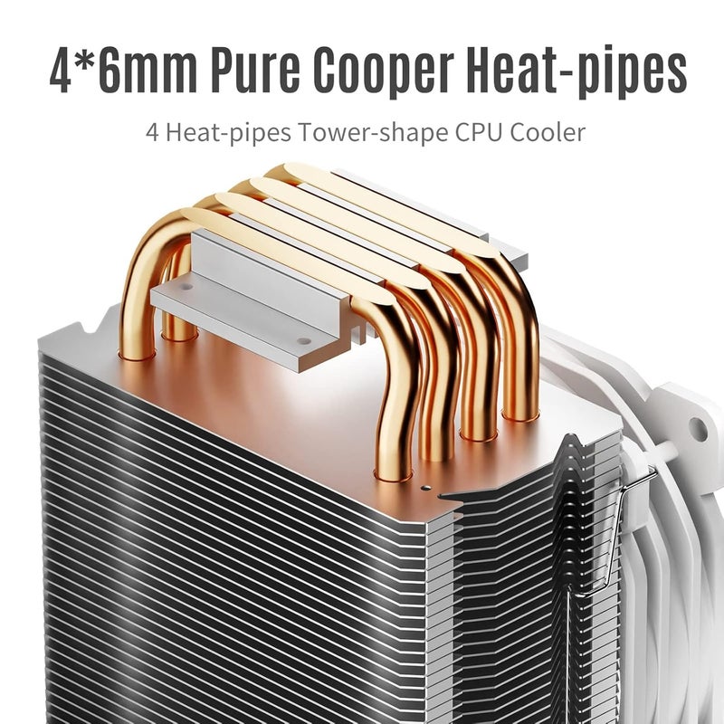 إكسفور مبرد هواء CPU CR1400 RGB، مع 4 أنابيب حرارية، مروحة CPU RGB 126 مم، مراوح PWM قابلة للإزالة 92 مم، ثني الزعانف، مبرد CPU RGB 4-pin، إضاءة RGB لـ AMD Ryzen/Intel LGA 1700 115X (أبيض) - Image 3
