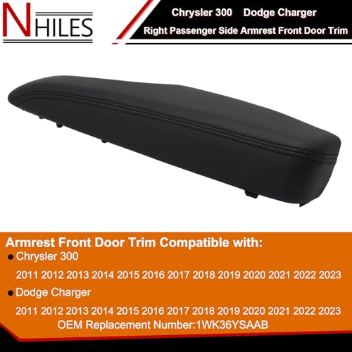 NHILES Right Passenger Side Armrest Front Door Trim Compatible with Chrysler 300 Dodge Charger 2011-2023 Replaces# 1WK36YSAAB - Image 4