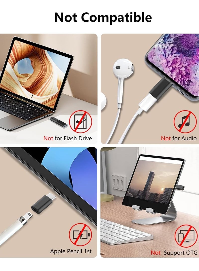 OTG Lightning Female to USB C Male Adapter , PD Fast Charging and data transmission for iPhone 14/13/12/11/SE, for iPad, for Air Pods, Type C to Lightning Adapter, Not for Audio/OTG, small and light, easy to carry  – Black