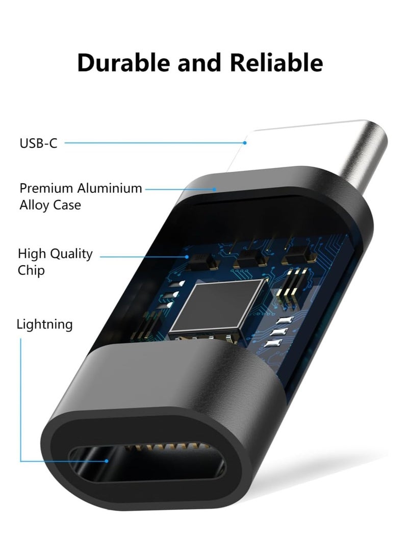 OTG Lightning Female to USB C Male Adapter , PD Fast Charging and data transmission for iPhone 14/13/12/11/SE, for iPad, for Air Pods, Type C to Lightning Adapter, Not for Audio/OTG, small and light, easy to carry  – Black
