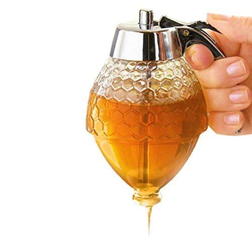 Praxon Praxon Beautiful Comb Shaped Honey Pot Transparent Acrylic Honey Syrup Dispenser with Stand  - Image 1