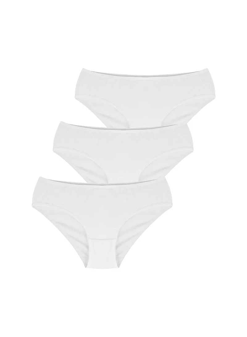 بنتي سراويل داخلية قطنية بيضاء - عبوة من  قطع