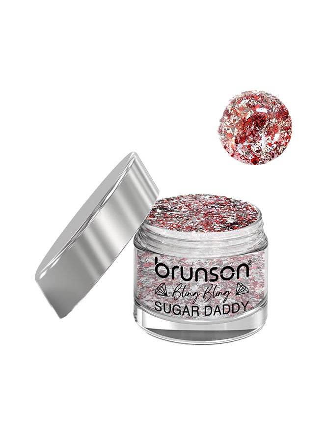 brunson Acrylic Nail Powder DIP And Buff System, Sugar Daddy Glittered 30ml BLE16
