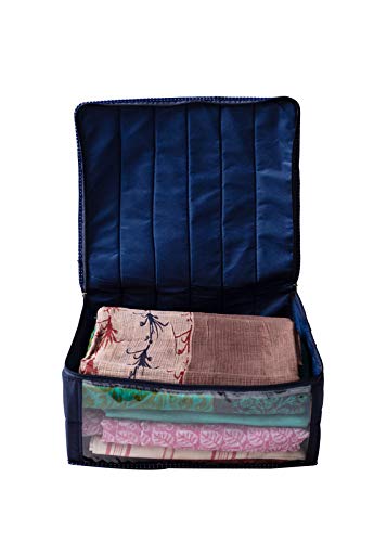 Ankit Traders 3 Layered Parachute Material Quilted Saree Cover Wardrobe Organizer Water Resistant Blue Set of 2 Size 41 33 19 CM - Image 3