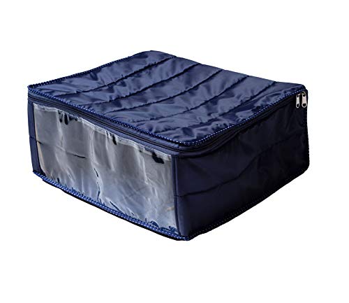 Ankit Traders 3 Layered Parachute Material Quilted Saree Cover Wardrobe Organizer Water Resistant Blue Set of 2 Size 41 33 19 CM - Image 5