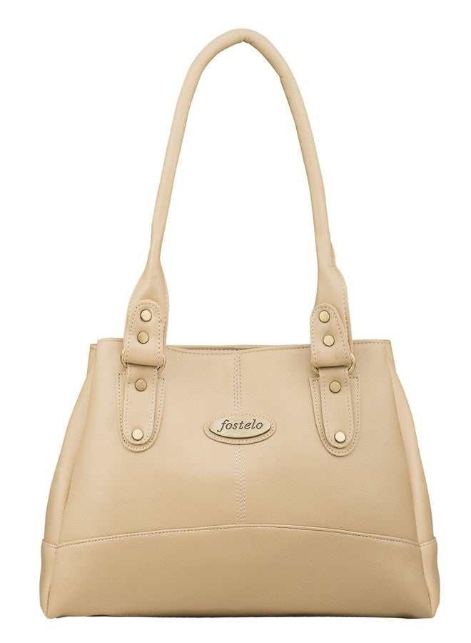 Fostelo Women's Elite Satchel Tote Handbag for Women | Tote Bag for Work | Ladies Purse | Stylish Shoulder Bag | Gift For Women | Beige - Image 1
