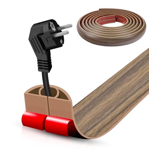 DBHXXMB-HH Floor Cord Cover Self Adhesive Cord Hider10FT Cable Management Extension Strip Protector for Wires Prevent Cable Trips for Offices Gyms Exhibitions Cavity039W x027H Woodsmokedbrown - Image 1