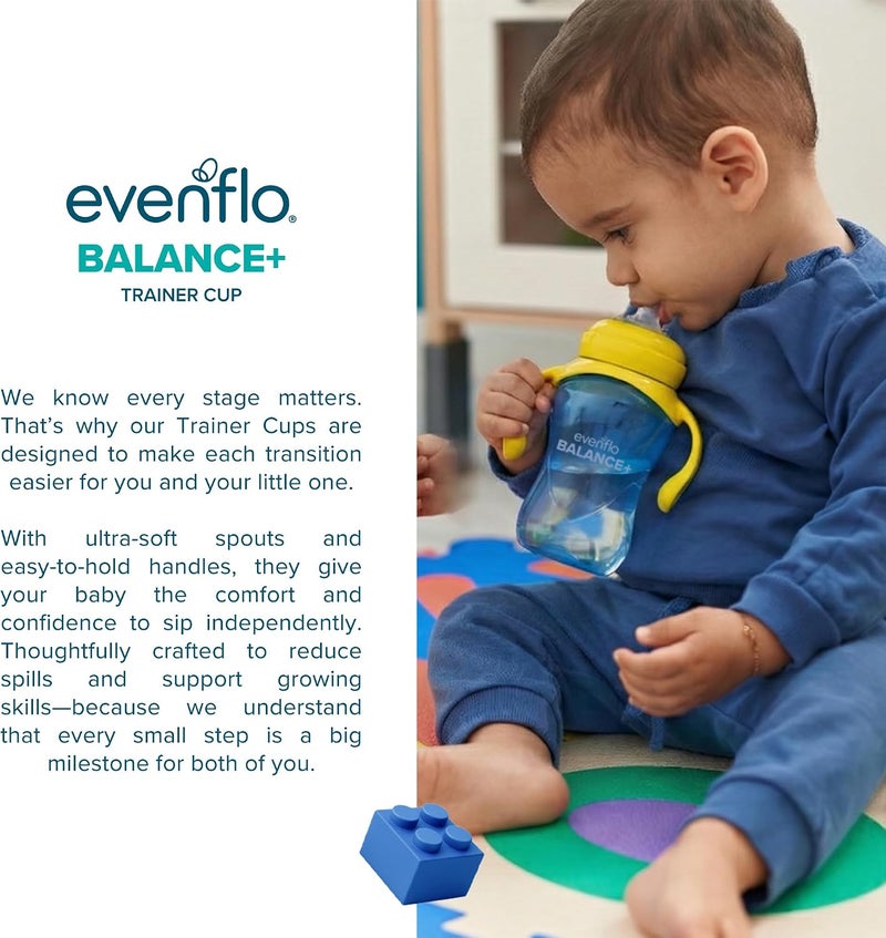 إيفين فلو فيدينغ Evenflo Balance+ Trainer Cups for Baby, Blue and Green with Ergonomic Handles, 5oz, 2 Pack, Ultra Soft Spout, 6+ Months - Image 4