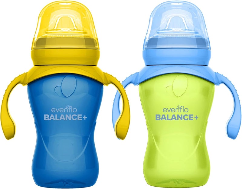 إيفين فلو فيدينغ Evenflo Balance+ Trainer Cups for Baby, Blue and Green with Ergonomic Handles, 5oz, 2 Pack, Ultra Soft Spout, 6+ Months - Image 3