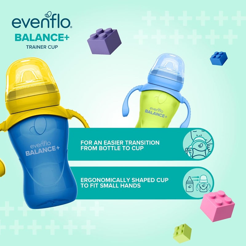 إيفين فلو فيدينغ Evenflo Balance+ Trainer Cups for Baby, Blue and Green with Ergonomic Handles, 5oz, 2 Pack, Ultra Soft Spout, 6+ Months - Image 5
