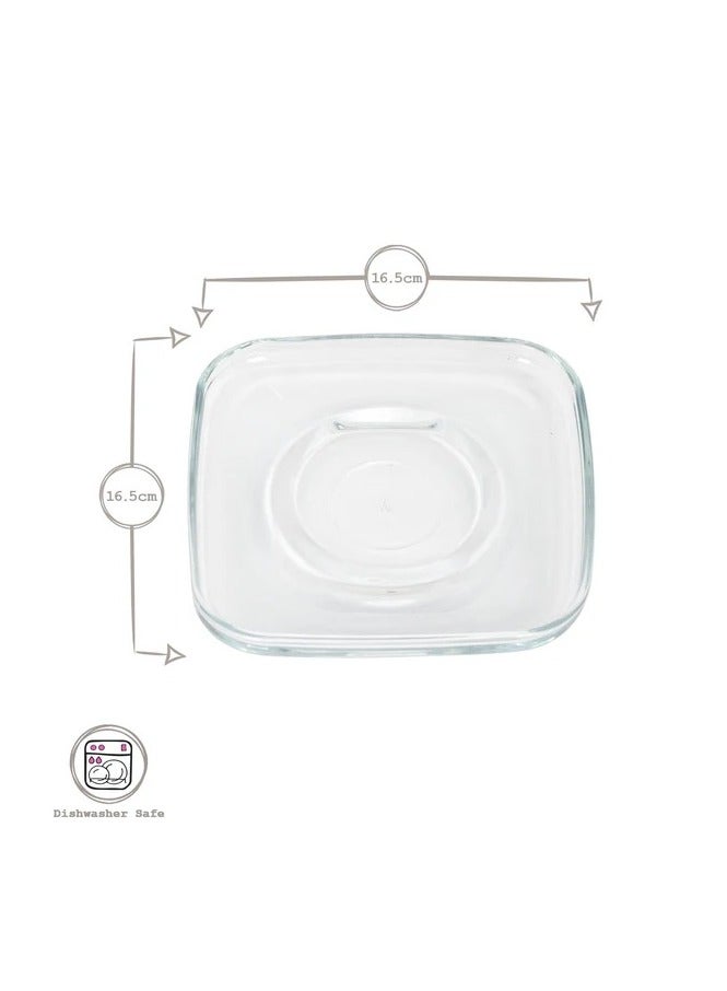 LAV 6 قطع صحن شاي زجاجي مريح، 167 مم - شفاف - Image 4