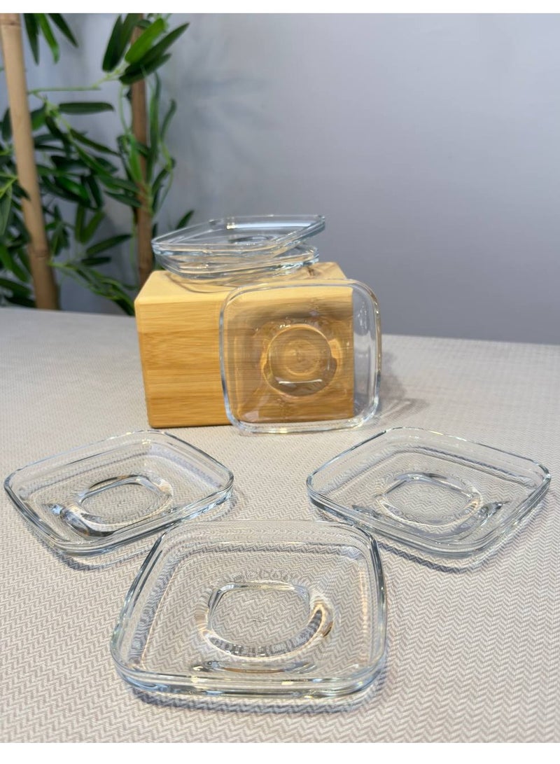 LAV 6 قطع صحن شاي زجاجي مريح، 167 مم - شفاف - Image 5