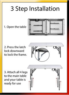 Multipurpose Rectangle 122cm Centre Folding Camping Table Lightweight Foldable Aluminium Portable Trestle Indoor Outdoor Picnic Barbecue Party Kitchen Home Dining Camping Garden BBQ Tables - pzsku/Z02E21D6DF08079815600Z/45/_/1689423573/4158c495-592b-4b3f-b44f-2a6c15568fd3