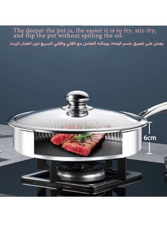 Super ZYouth Stainless Steel Frying Pan with Lid, Spatula and Brush, Honeycomb Non-Stick Technology, Household Skillet, PFOA Free,  28cm (Induction/Gas/Electric Stove)  - Image 5