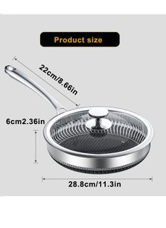 Super ZYouth Stainless Steel Frying Pan with Lid, Spatula and Brush, Honeycomb Non-Stick Technology, Household Skillet, PFOA Free,  28cm (Induction/Gas/Electric Stove)  - Image 2