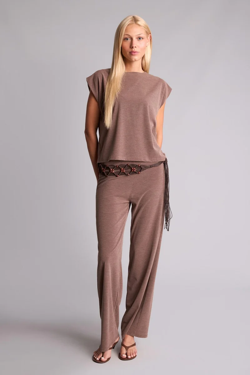 ديفاكتو Loose Fit Crew Neck Crepe Short Sleeve T-Shirt