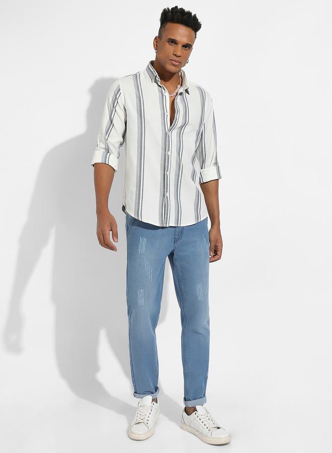 كامبوس سوترا قميص بقصة عادية مخطط بياقة رفيعة من ستايلي - Image 4