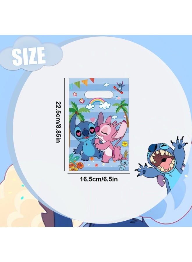 STITCH 20pcs Stitch & Angel Themed PE Party Gift Bags, 22.5×16.5cm Plastic Goodie Loot Bags with Die-Cut Handles, Cartoon Lilo Stitch Candy Treat Bags, Kids Birthday Eid Ramadan Party Favor Bags - Image 3