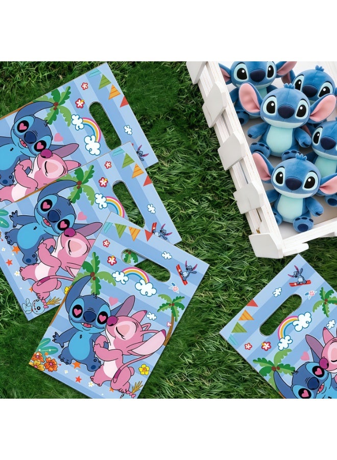 STITCH 20pcs Stitch & Angel Themed PE Party Gift Bags, 22.5×16.5cm Plastic Goodie Loot Bags with Die-Cut Handles, Cartoon Lilo Stitch Candy Treat Bags, Kids Birthday Eid Ramadan Party Favor Bags - Image 4