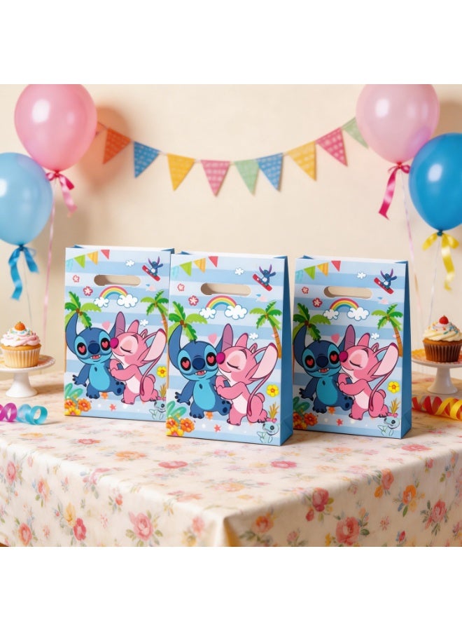 STITCH 20pcs Stitch & Angel Themed PE Party Gift Bags, 22.5×16.5cm Plastic Goodie Loot Bags with Die-Cut Handles, Cartoon Lilo Stitch Candy Treat Bags, Kids Birthday Eid Ramadan Party Favor Bags - Image 5
