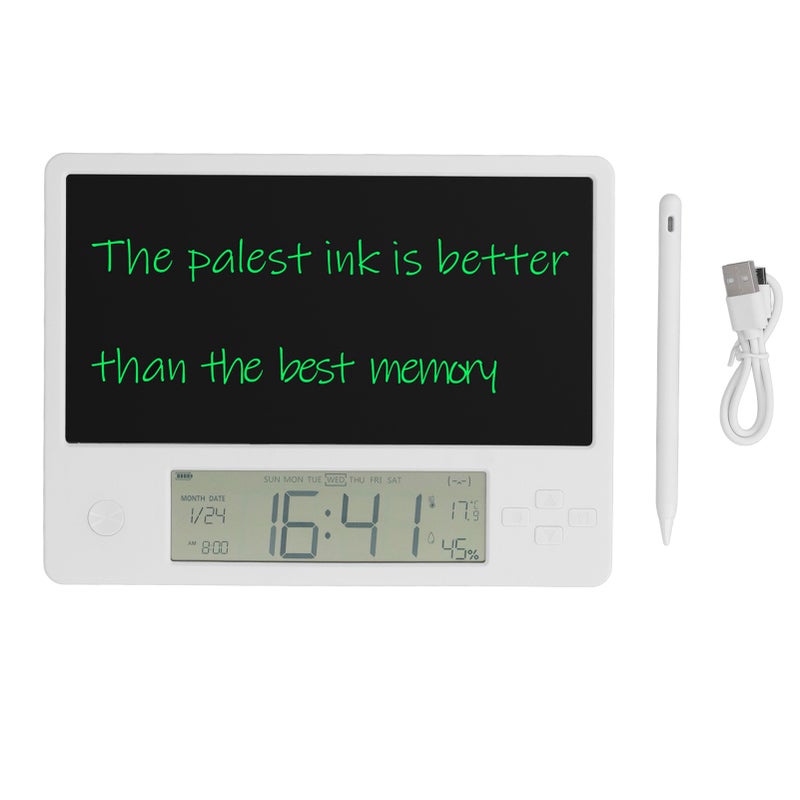LCD Writing Board 10-Inch HD LCD Screen Multifunctional LCD Electronic Calendar - 200mAh Long-Lasting Battery Electronic Clock Writing Pad for Home Office Travel - Image 1
