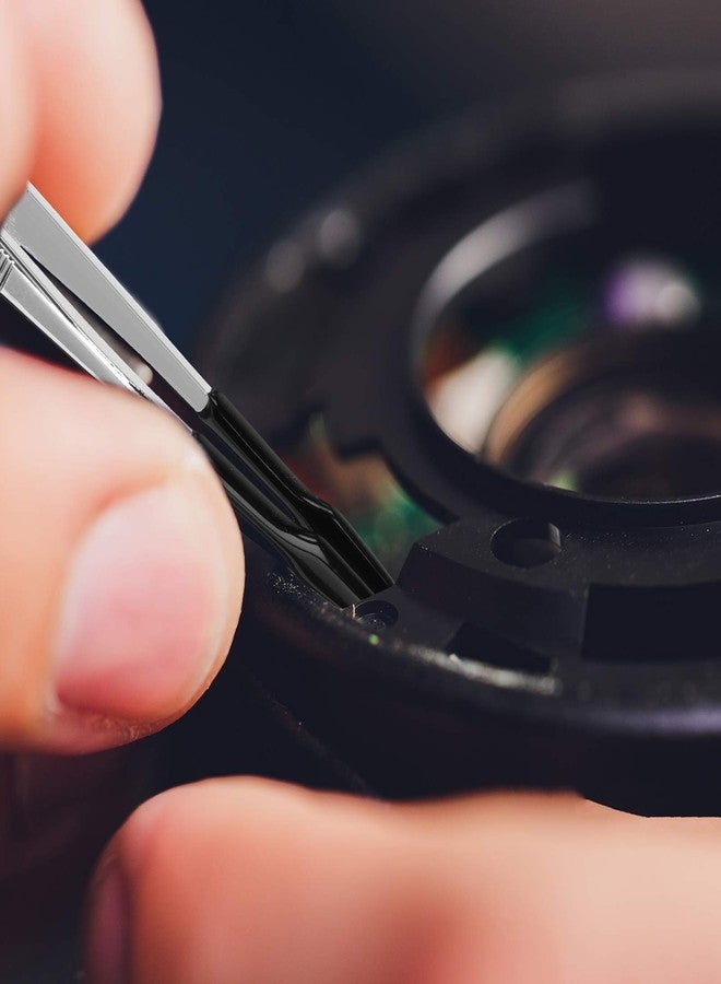 Honoson 2 Pieces Rubber Tipped Tweezers PVC Rubber Coated Soft Non Marring Flat Tip Lab Industrial Hobby Craft Tweezers Tools Jewelry Coin Stamp Tongs(Black) - Image 4