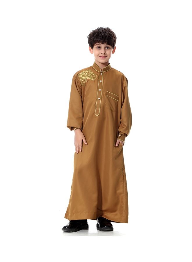 Pack Of 50 Kids Embroidered Kandora Brown/Beige  - Image 5