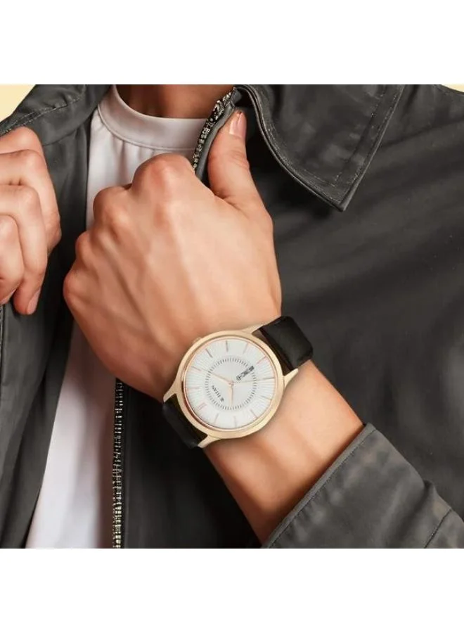 تيتان Men Multifunction Display Watch With Brown Leather Strap - 1845WL01