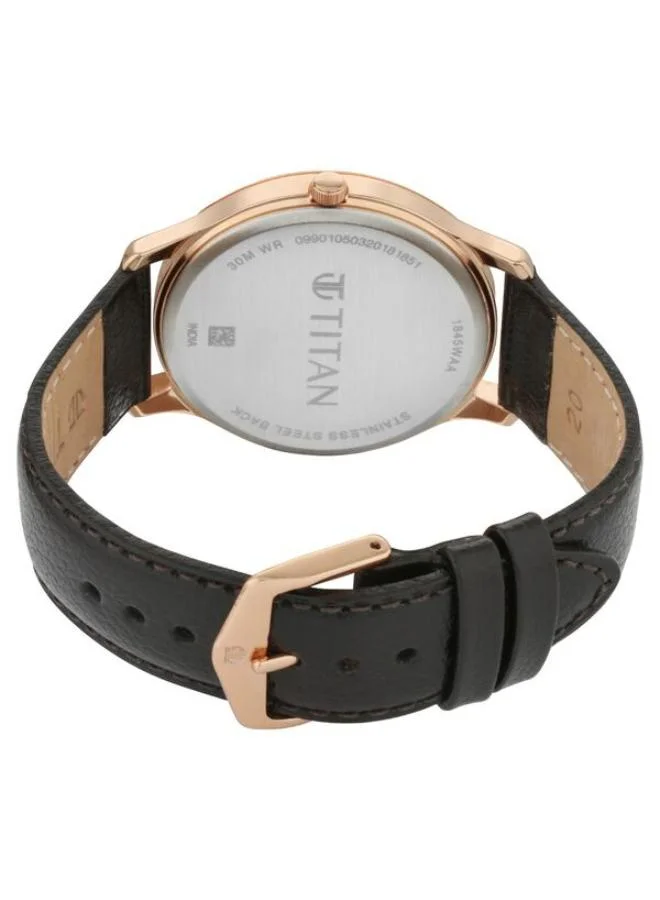 تيتان Men Multifunction Display Watch With Brown Leather Strap - 1845WL01