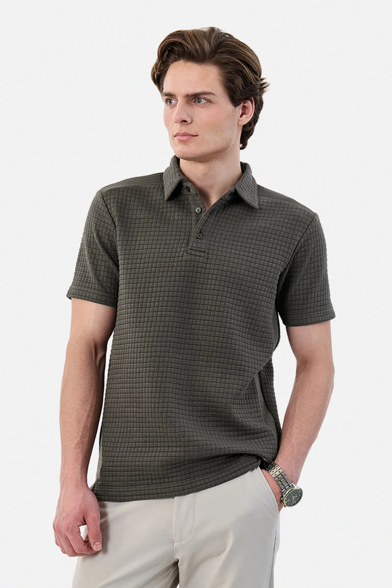 SNITCH Regular Fit Knitted Polo T-Shirt