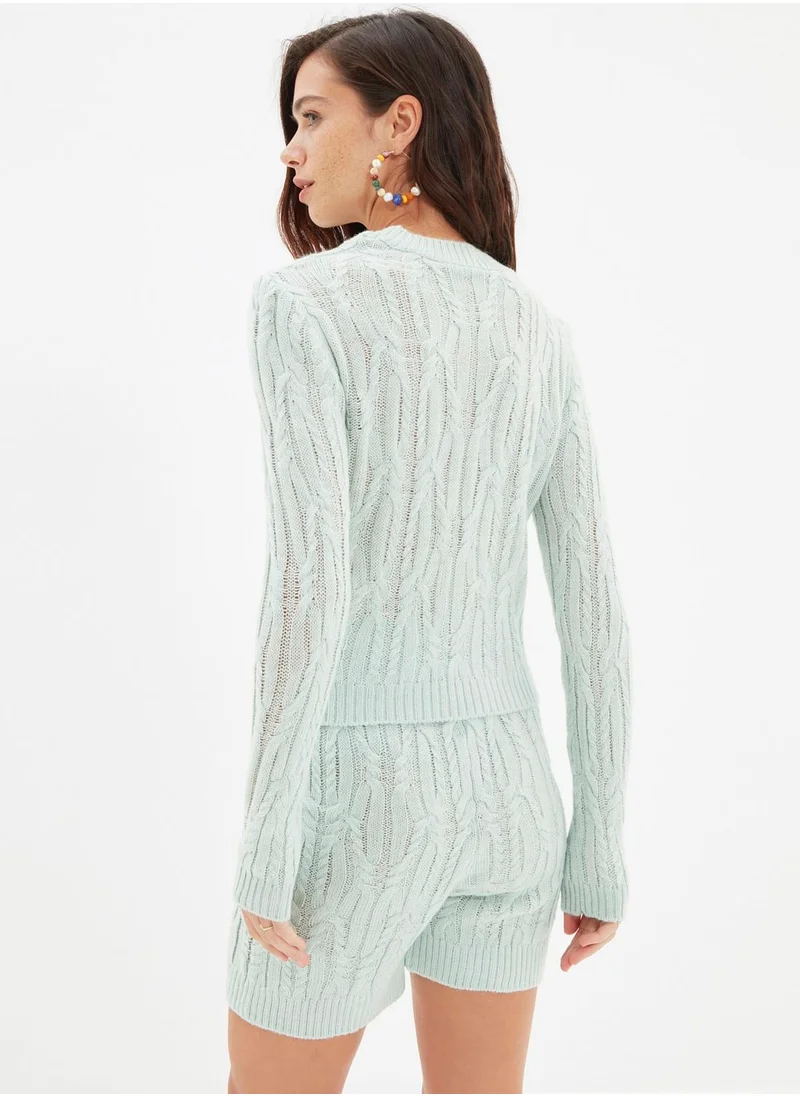 trendyol Knitted Sweater & Shorts Set
