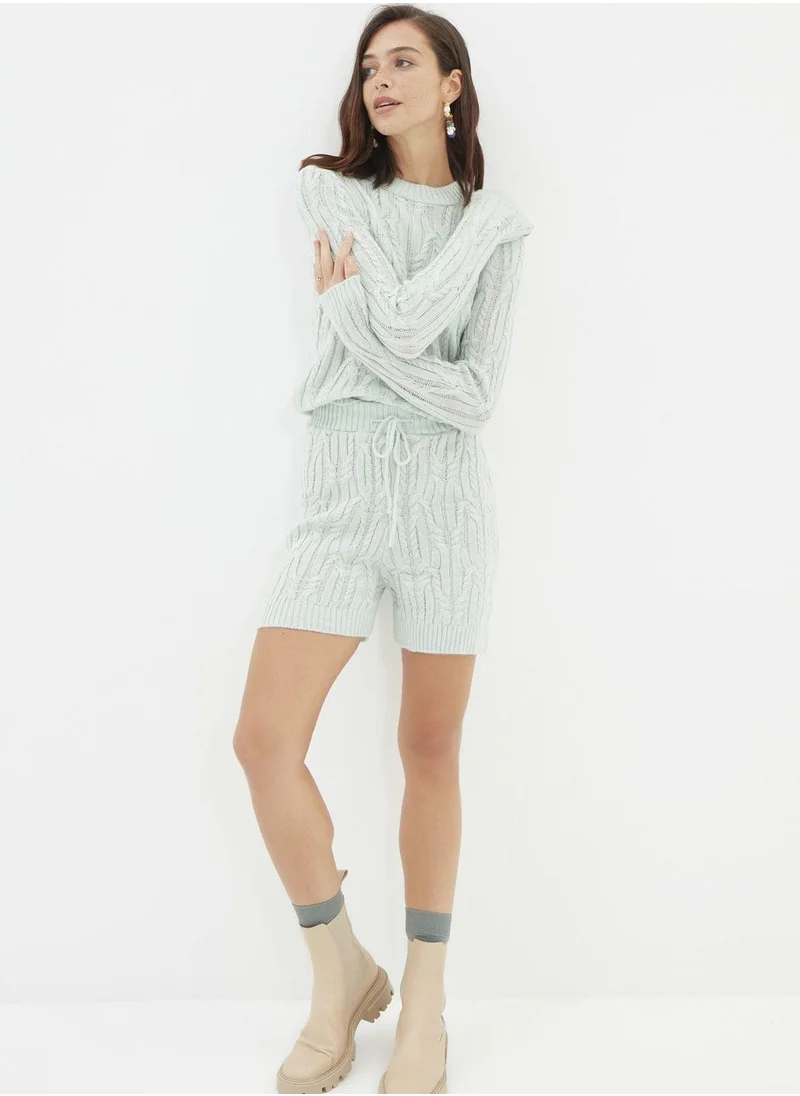 trendyol Knitted Sweater & Shorts Set
