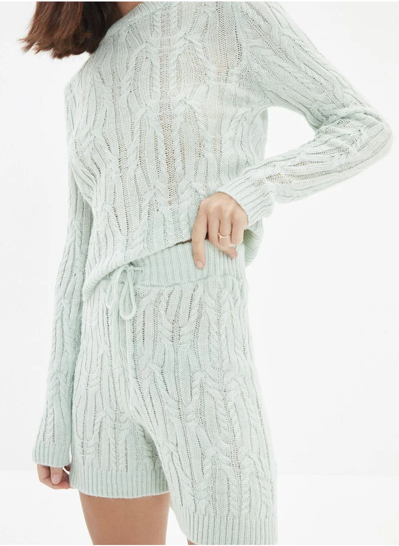 trendyol Knitted Sweater & Shorts Set